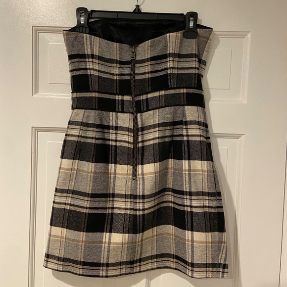French Connection Strapless Plaid Mini Dress – Size 6 (70% Virgin Wool Blend) - Picture 8 of 8